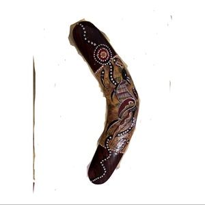 Dreamtime Natuve Arts & Craft Painted Australian Aboriginal Boomerang, Dots, EUC